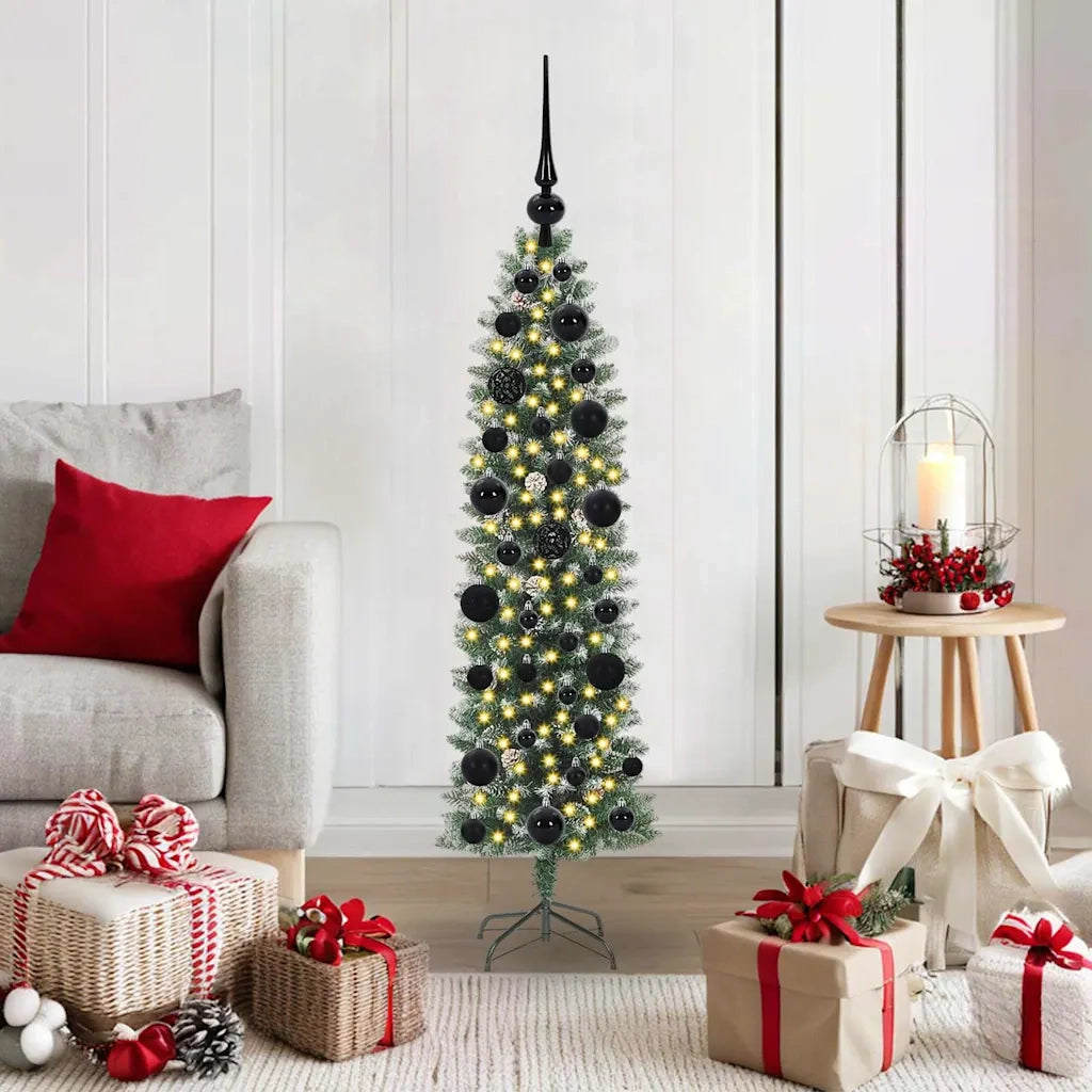 Albero di Natale Artificiale Sottile Verde e Bianco 120 cm 3395270