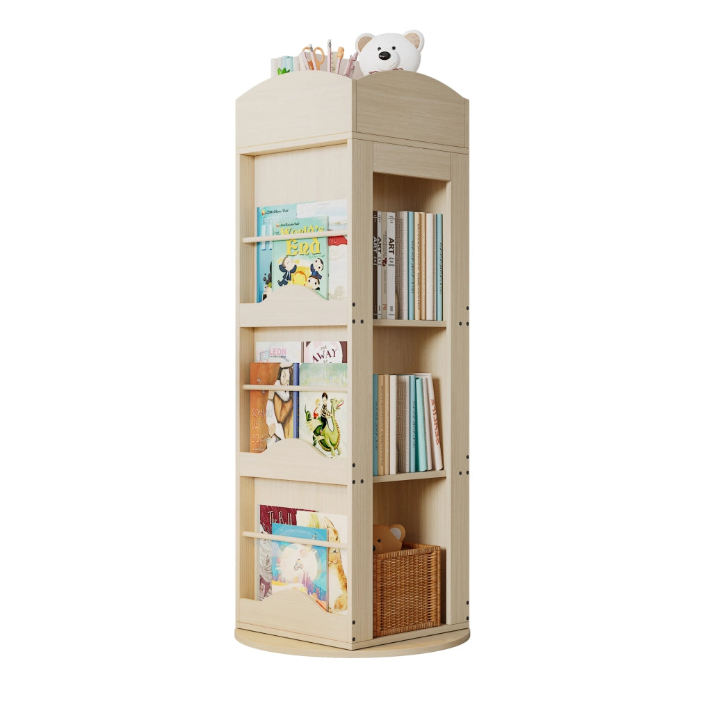 Libreria girevole a 360° multifunzione in MDF colore naturale
