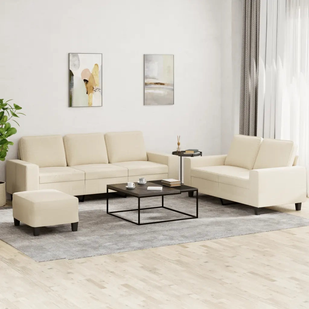 Set di Divani 3 pz Crema in Tessuto 3201908