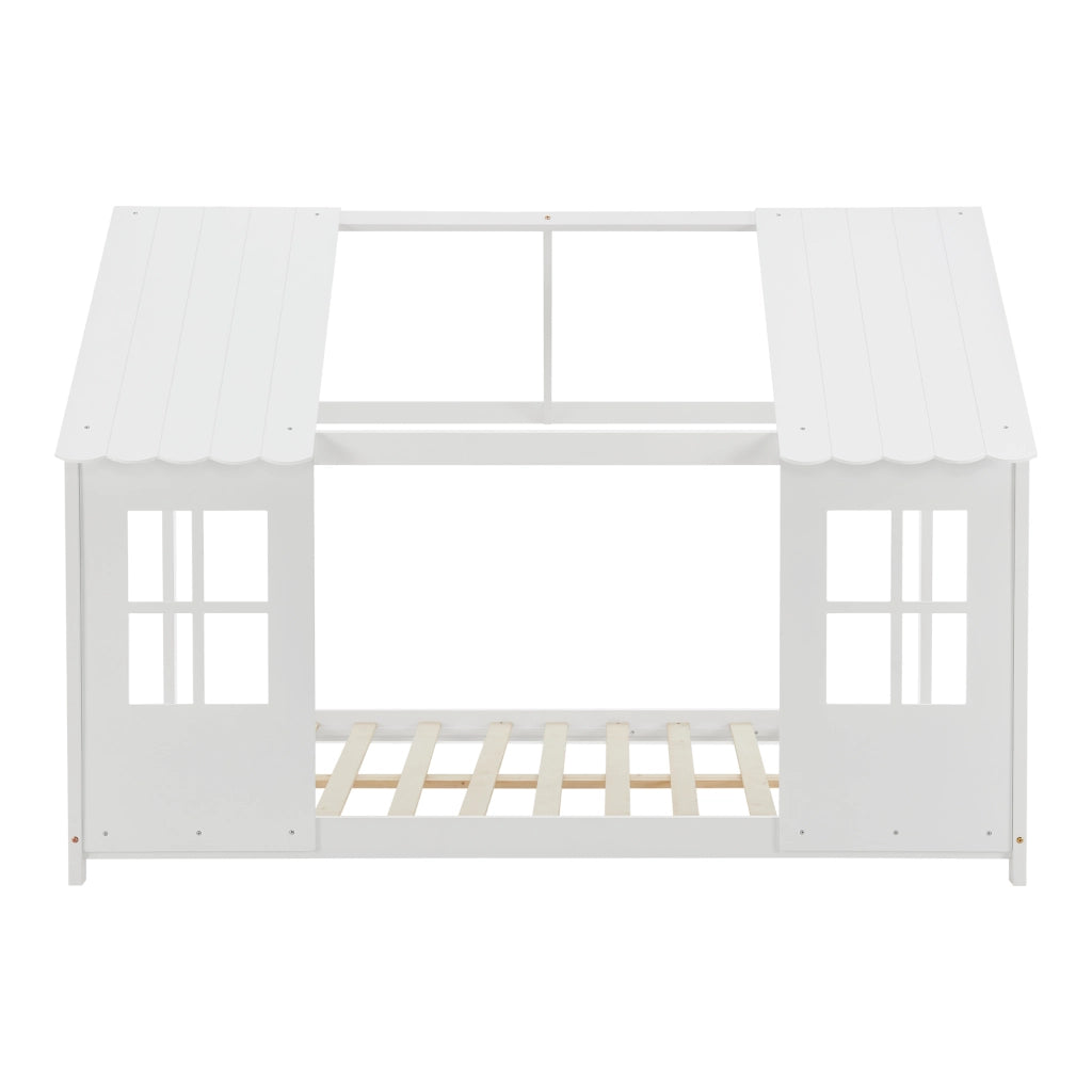 Letto Tostedt per Cameretta a Forma di Casetta con Materasso 140 x 200 Bianco [en.casa]