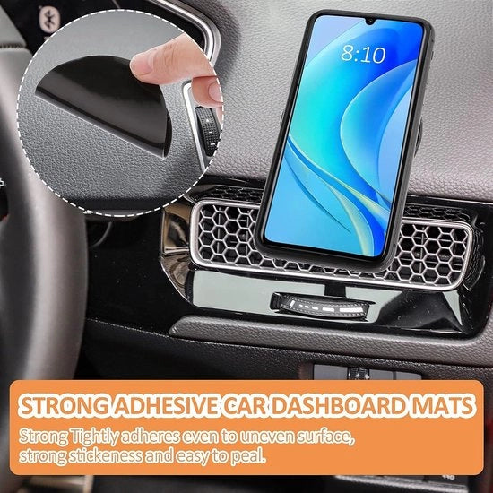 Matrice di protezione antiscivolo per auto - 10 pezzi - adesivo autoattacco - lavabile - riutilizzabile - gomma adesiva per auto - supporto per telefono - supporto per chiavi - matrice antiscivolo per interno auto