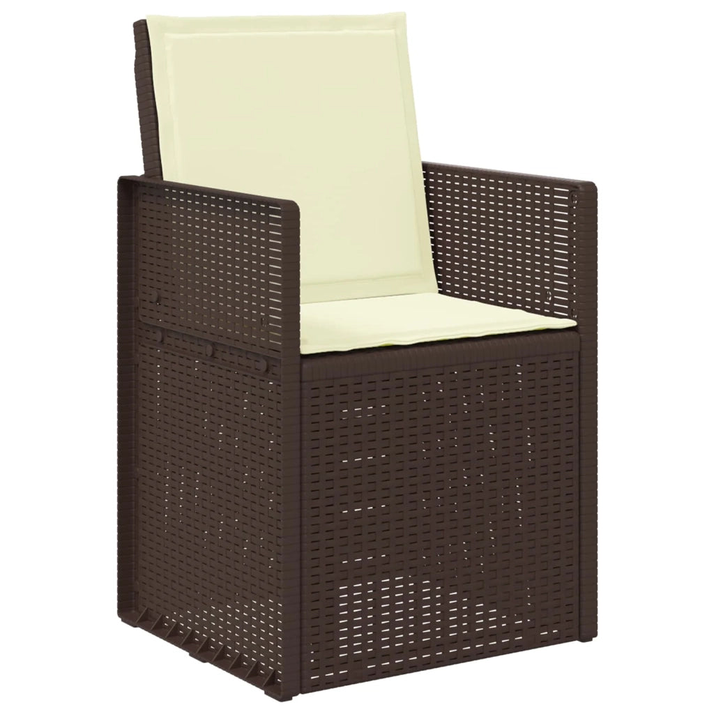 Set da Pranzo per Giardino con cuscino 3 pcs Marrone e Crema PP 3430043