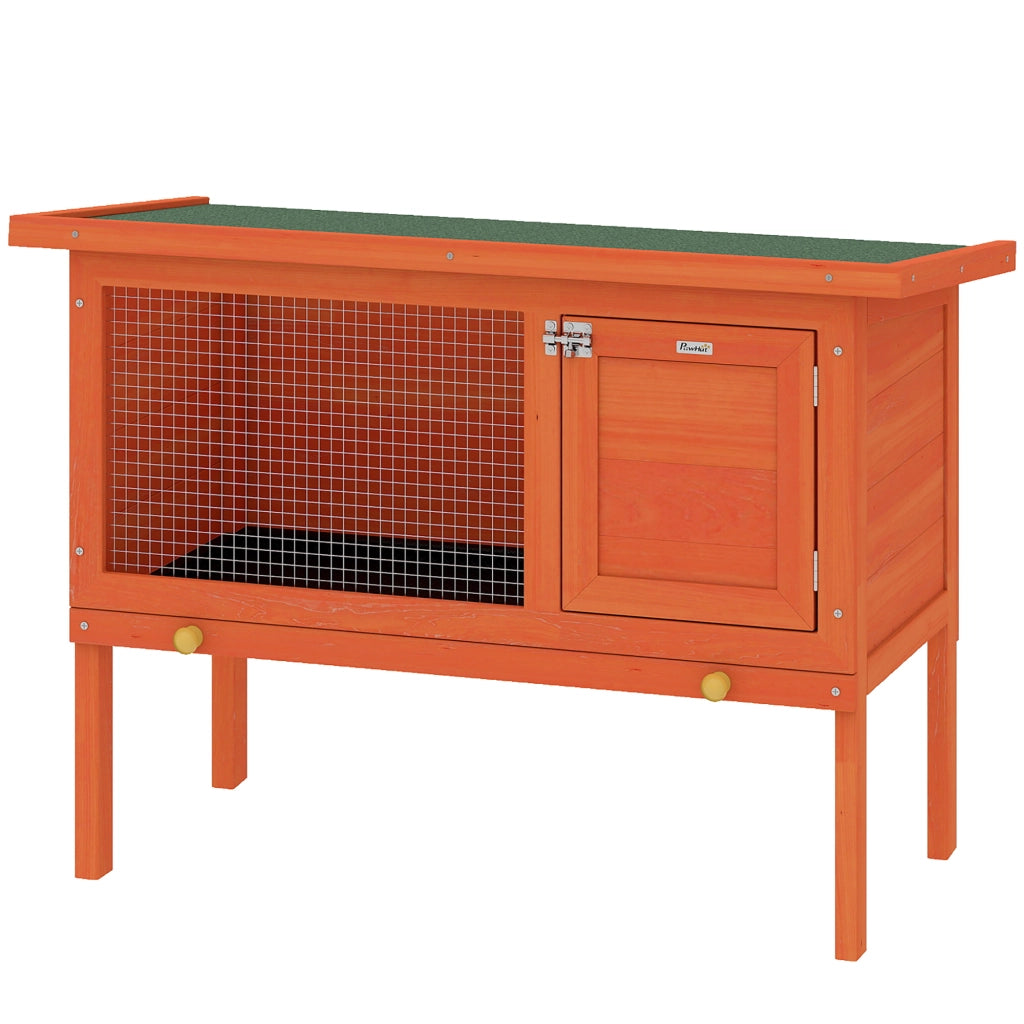 Gabbia per conigli in legno con tetto apribile e cassetto estraibile ¨C Minimal ¨C Arancione 90x45x65 cm