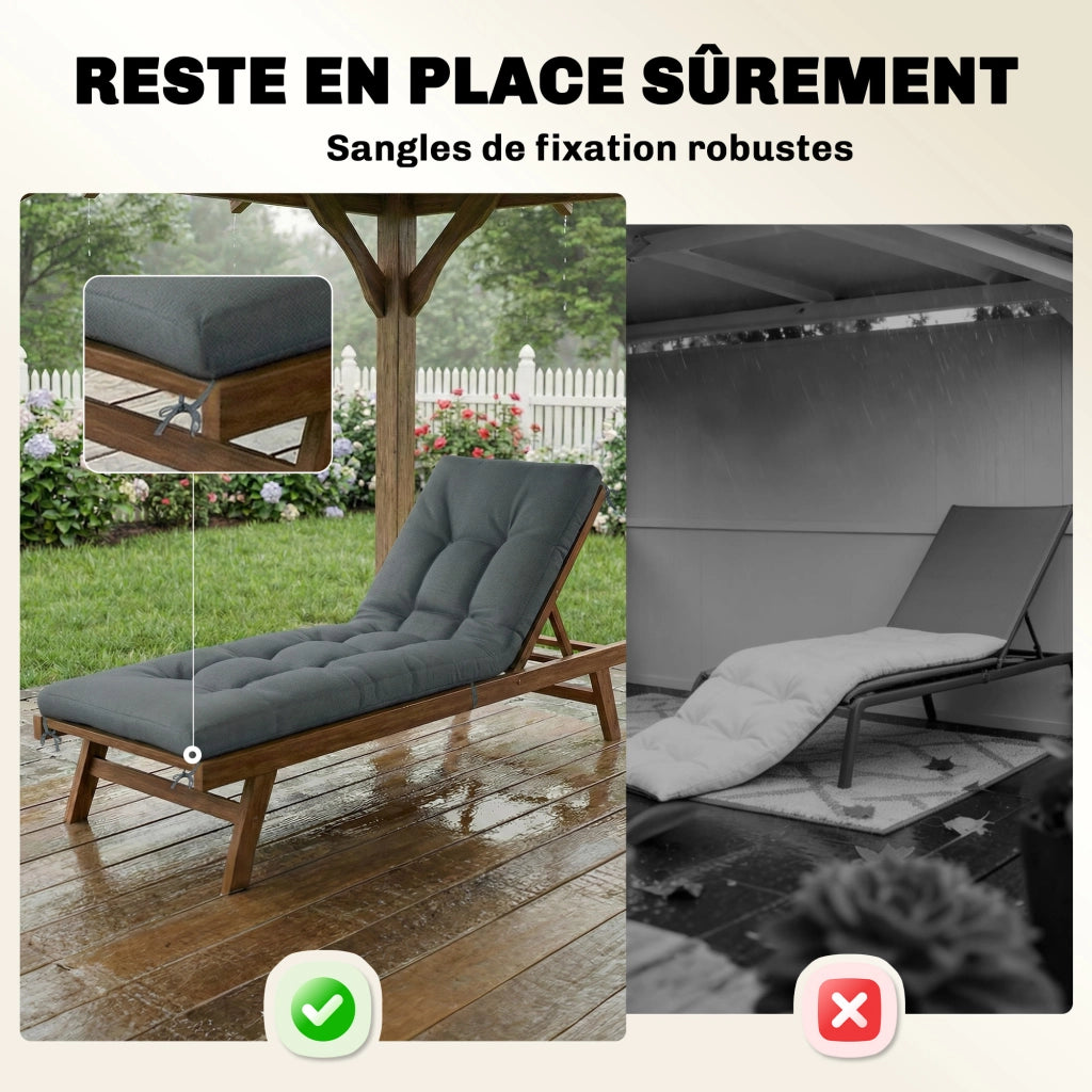 Cuscino per Lettino Prendisole ¨C Xylo ¨C Memory Foam Grigio Scuro 198x65x13cm