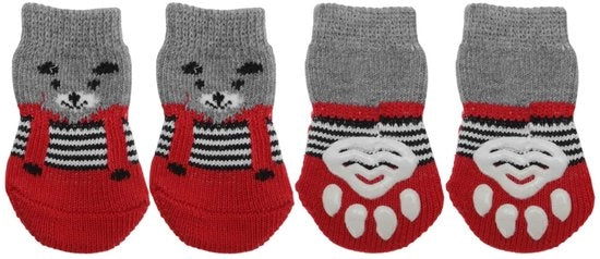 Set di 4 Paia di Calze Antiscivolo per Cani - Protezione del Sedere - Taglia S - Zoccoli in Gomma Silicone - Pellizzaro Caldo Polyester