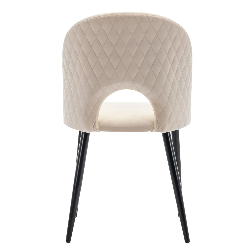Set di 6 sedie da pranzo con schienale trapuntato e piedi regolabili in velluto beige