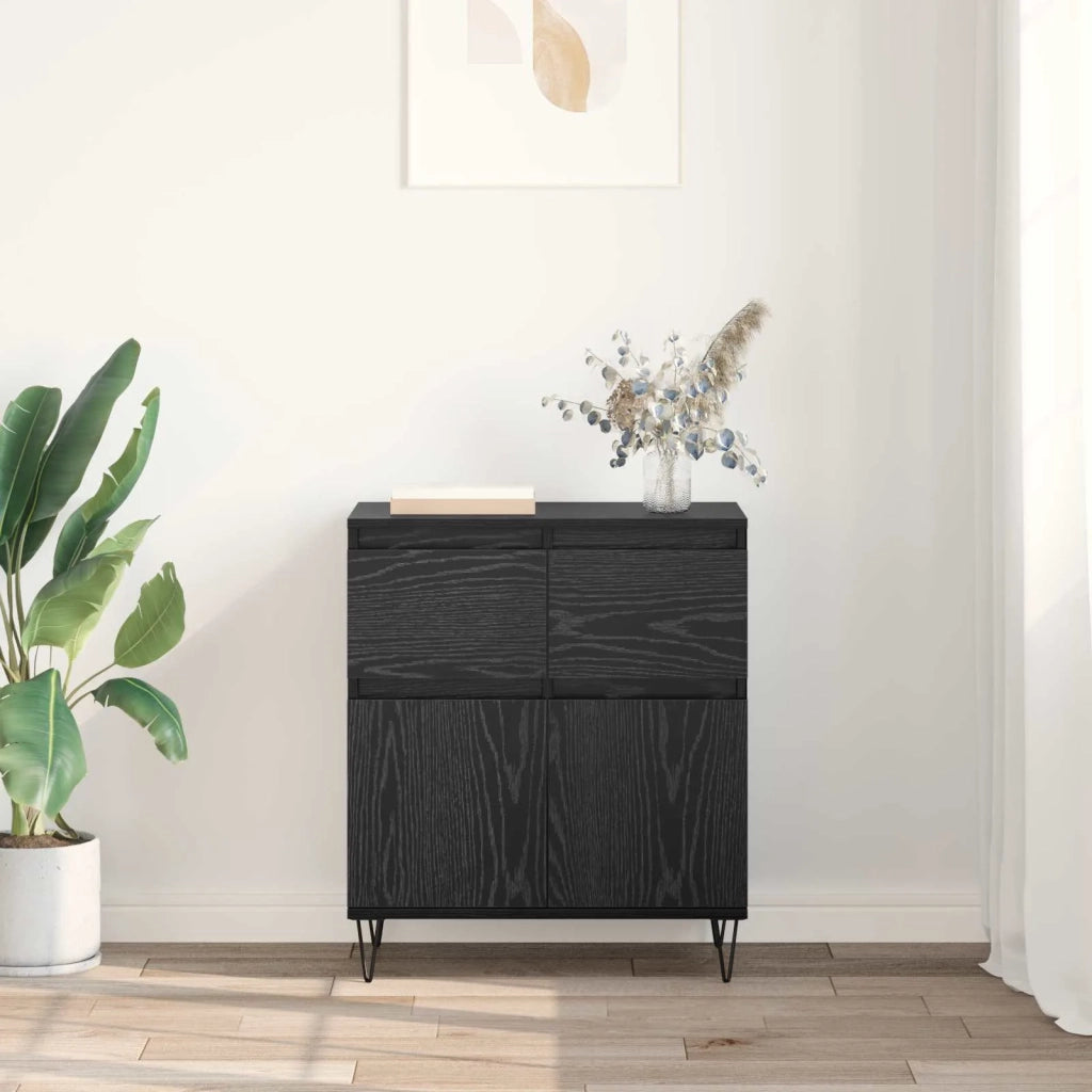 Credenza | Madia | Buffet da pranzo | Armadio da pranzo con cassetto Rovere Nero 60 x 35 x 70 cm