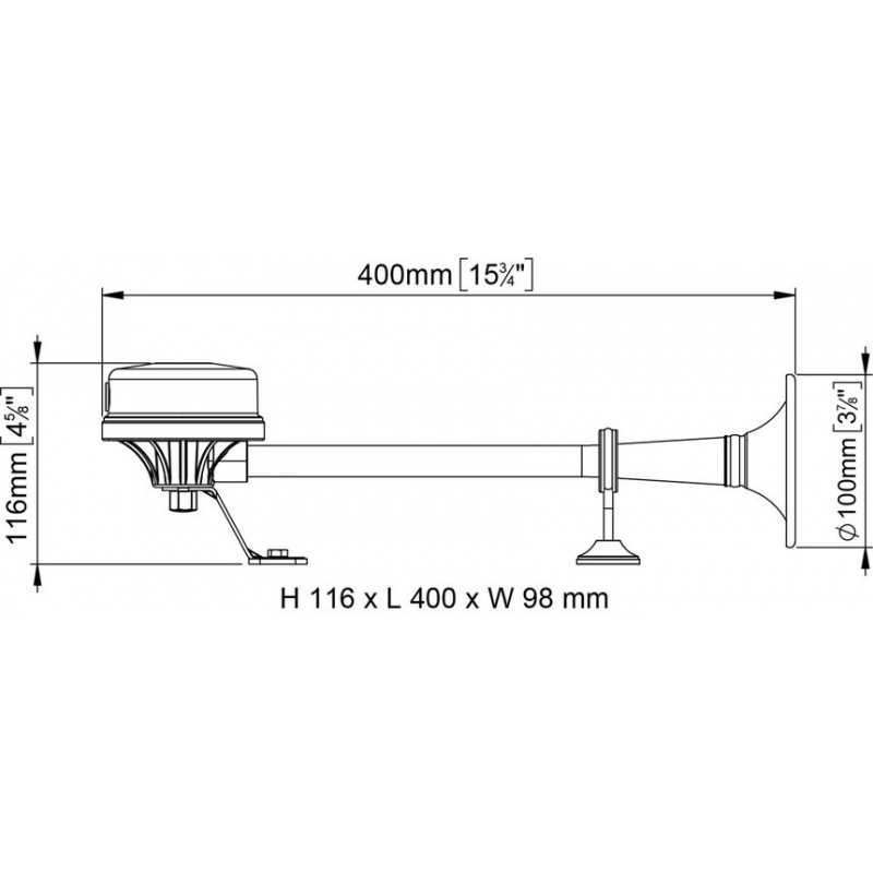 TROMBA A CORNETTO 12V. ELECTROMAGNETIC TRUMPET 12V 4A