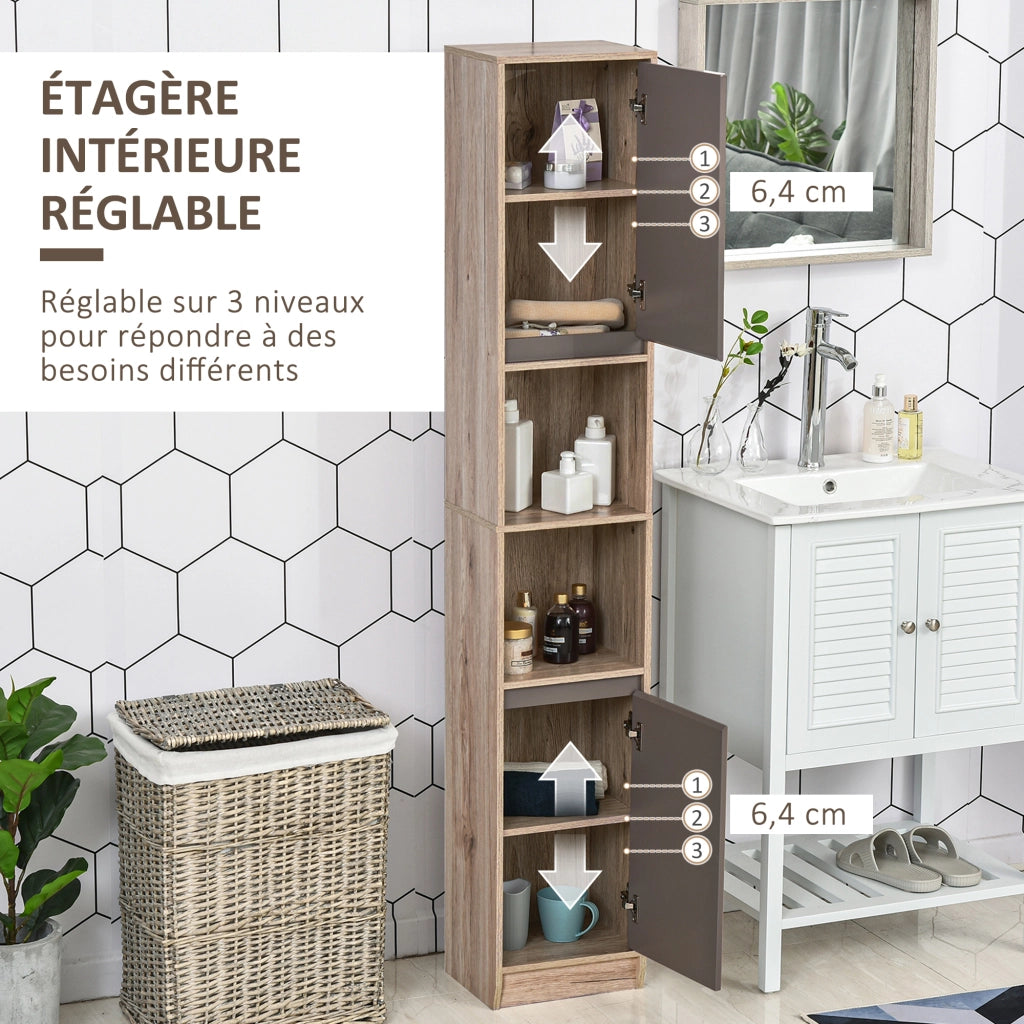 Armadietto Colonna per Bagno ¨C Zephmum ¨C Legno Rovere Grigio 30x24x170