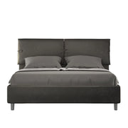 BS COM Letto matrimoniale senza rete imbottito 160x200 microfibra grigio