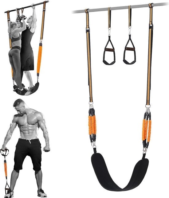 Banda di resistenza portatile per Pilates con 6 bande di 150 lbs o 250 lbs - Attrezzatura per esercizi a casa per signore e signori - Kit 3 pezzi per squat yoga con manico