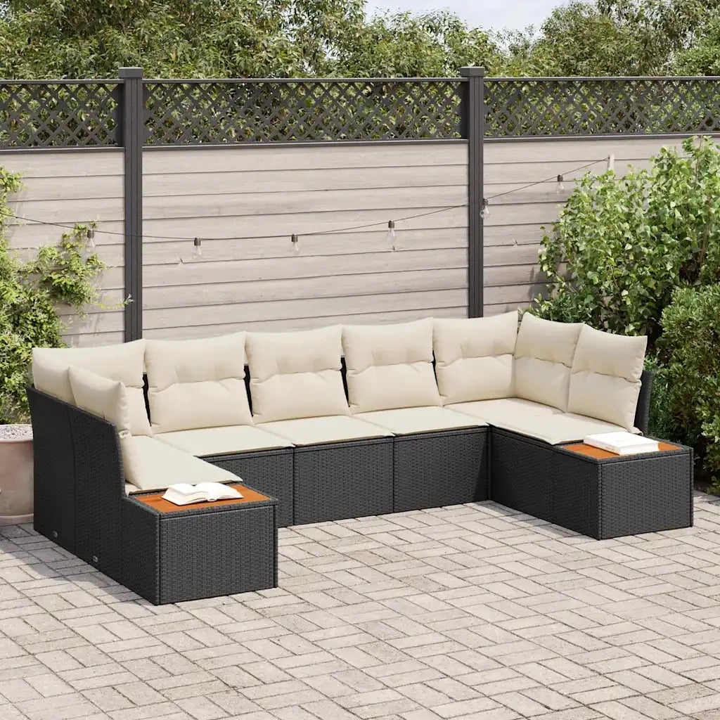 Set Divano da Giardino con cuscino 7 pcs Nero polyrattan 3348158