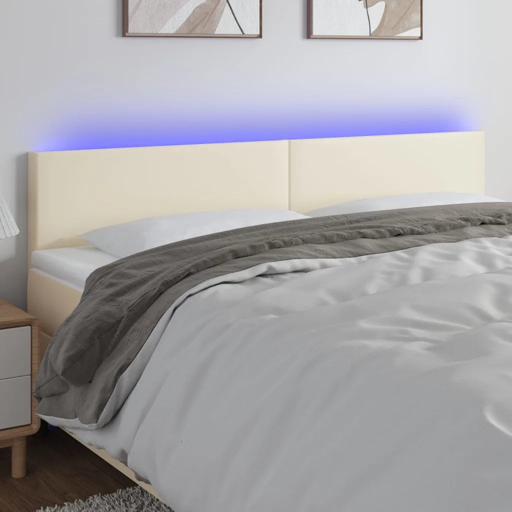 Testiera | Testata Crema a LED 200x5x78/88 cm in Similpelle