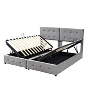 Letto contenitore matrimoniale 180×200 cm con testiera regolabile e convertibile in due letti singoli; senza materasso; grigio