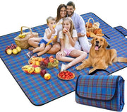Tappeto da picnic con fondo impermeabile, matressino da campeggio e da spiaggia, 150x200 cm, colore blu.