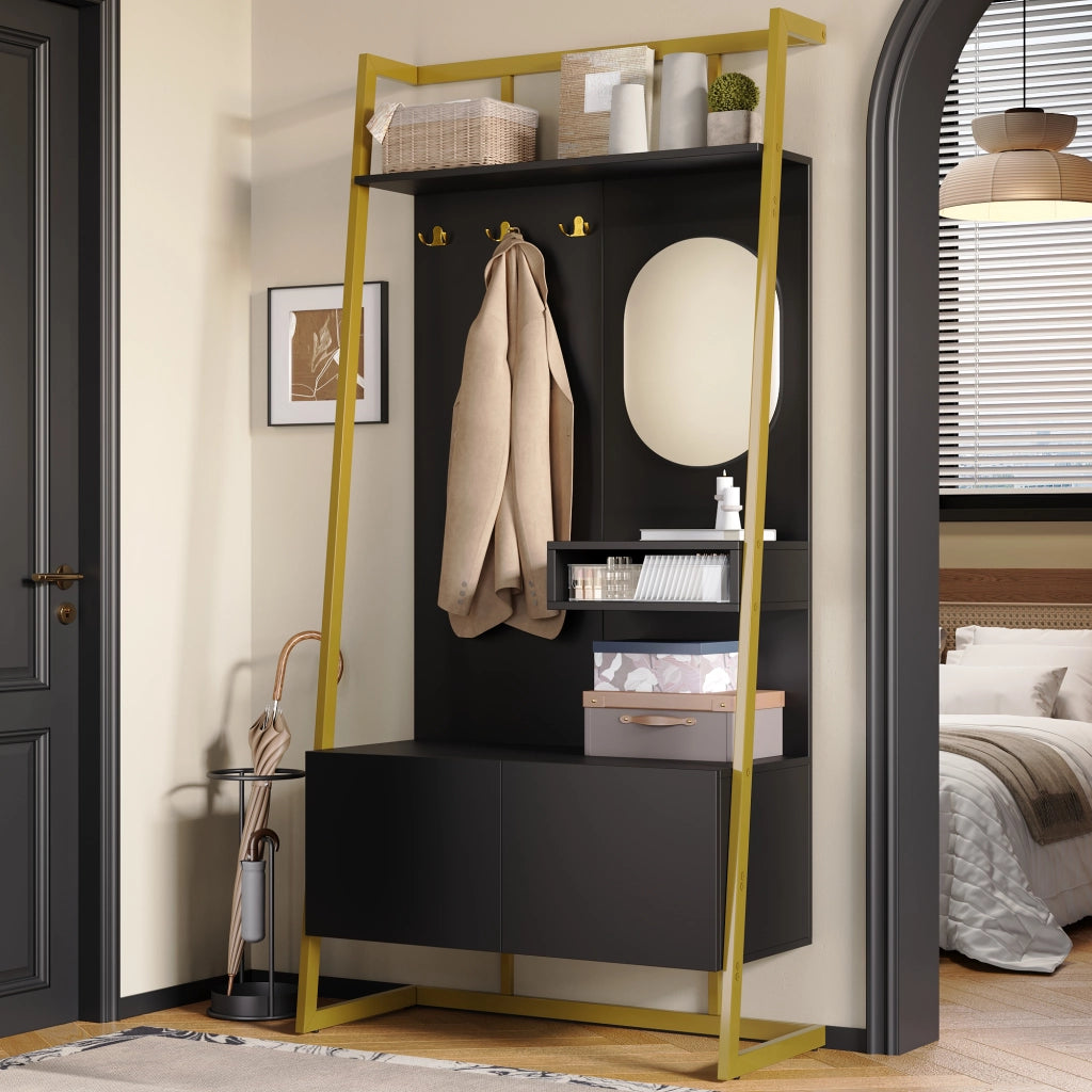 Guardaroba Ingresso con Specchio, Panca, Appendiabiti e Scarpiera ¨C MINIMAL ¨C Metallo, Multiuso