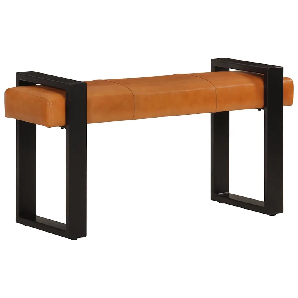 Panca Nera e Marrone 110 cm in Vera Pelle di Capra 342210