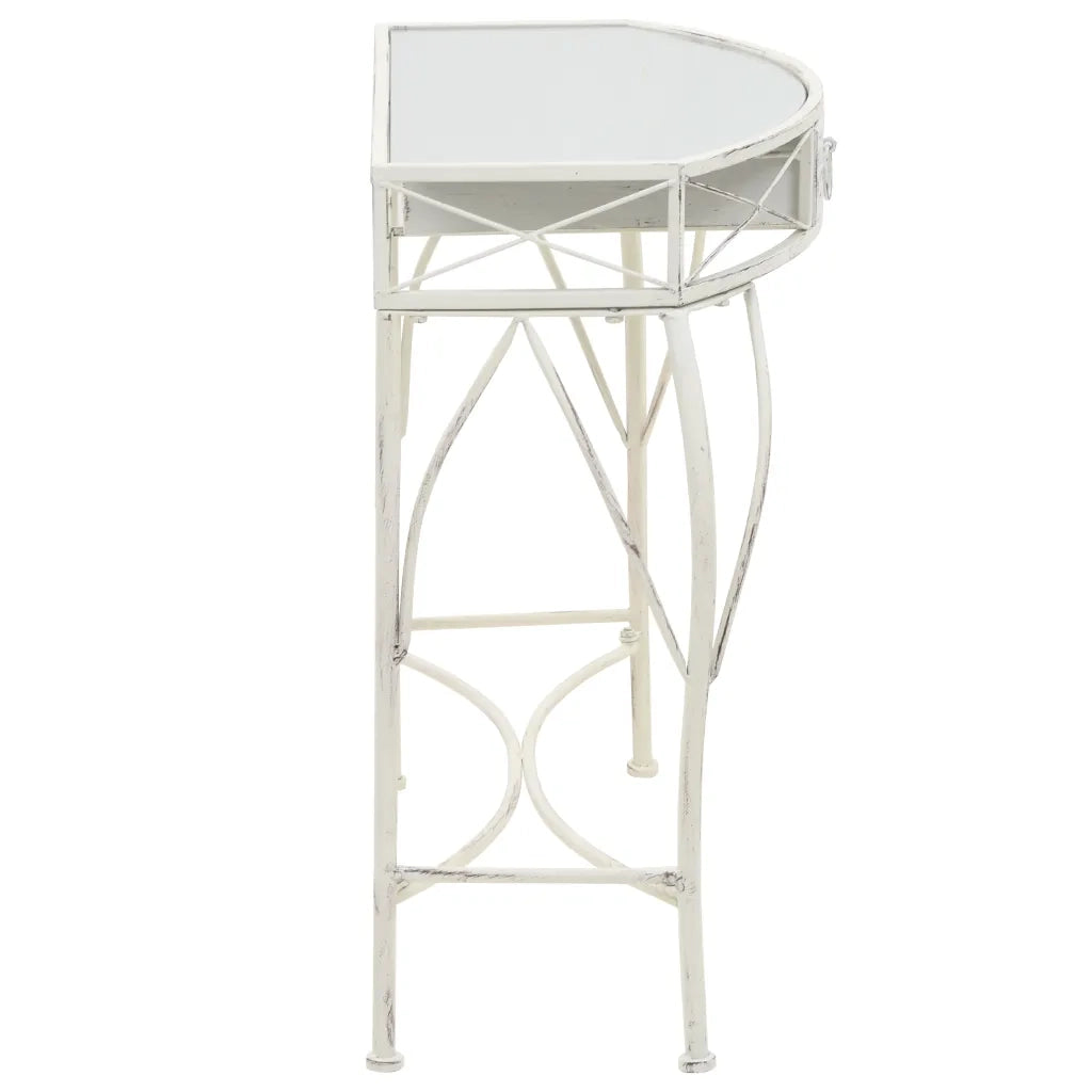 Tavolino Laterale in Stile Francese in Metallo 82x39x76 Bianco 245935