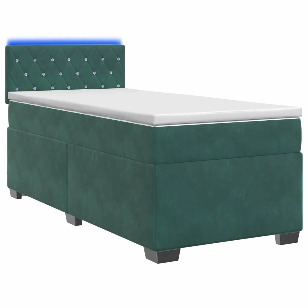Letto con Box Spring, Materasso e LED Verde Scuro 90 x 200 cm 3452099