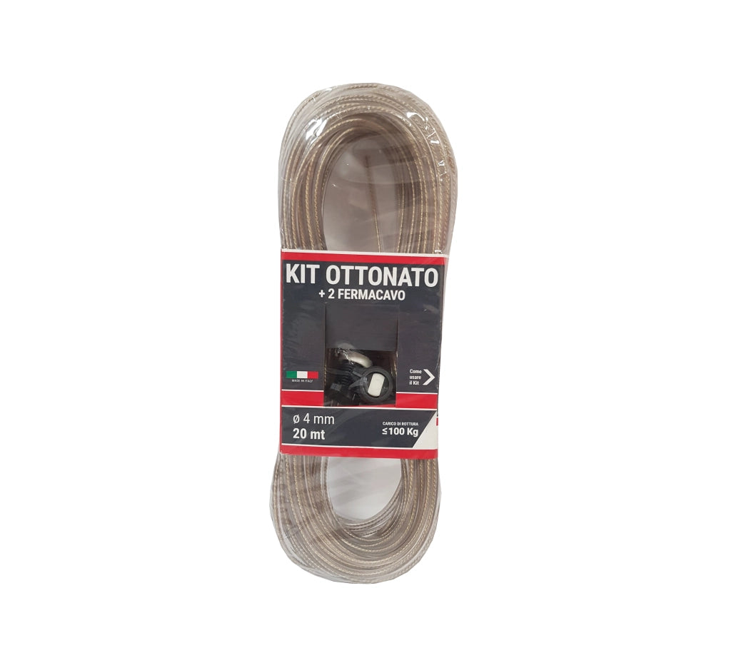 KIT CAVETTO STENDIBIANCHERIA MATASSA   Ø 4 mm - 20 mt - con due fermacavi