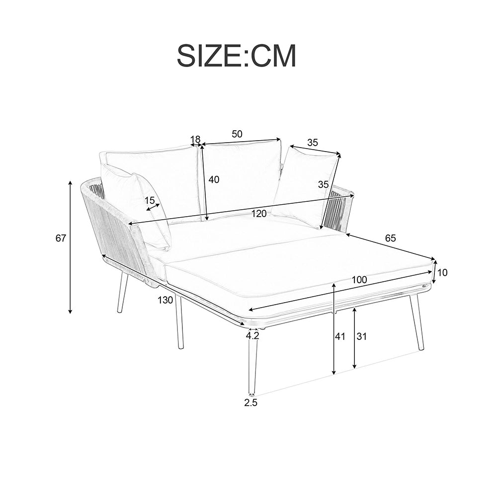 Set giardino - Xylo - 2 posti con cuscini lavabili grigio