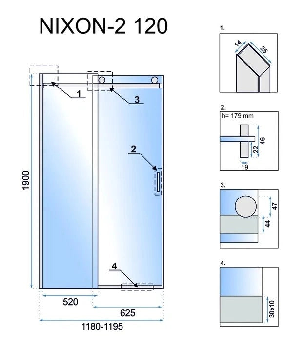 Porta Doccia Rea Nixon-2 120 sinistra