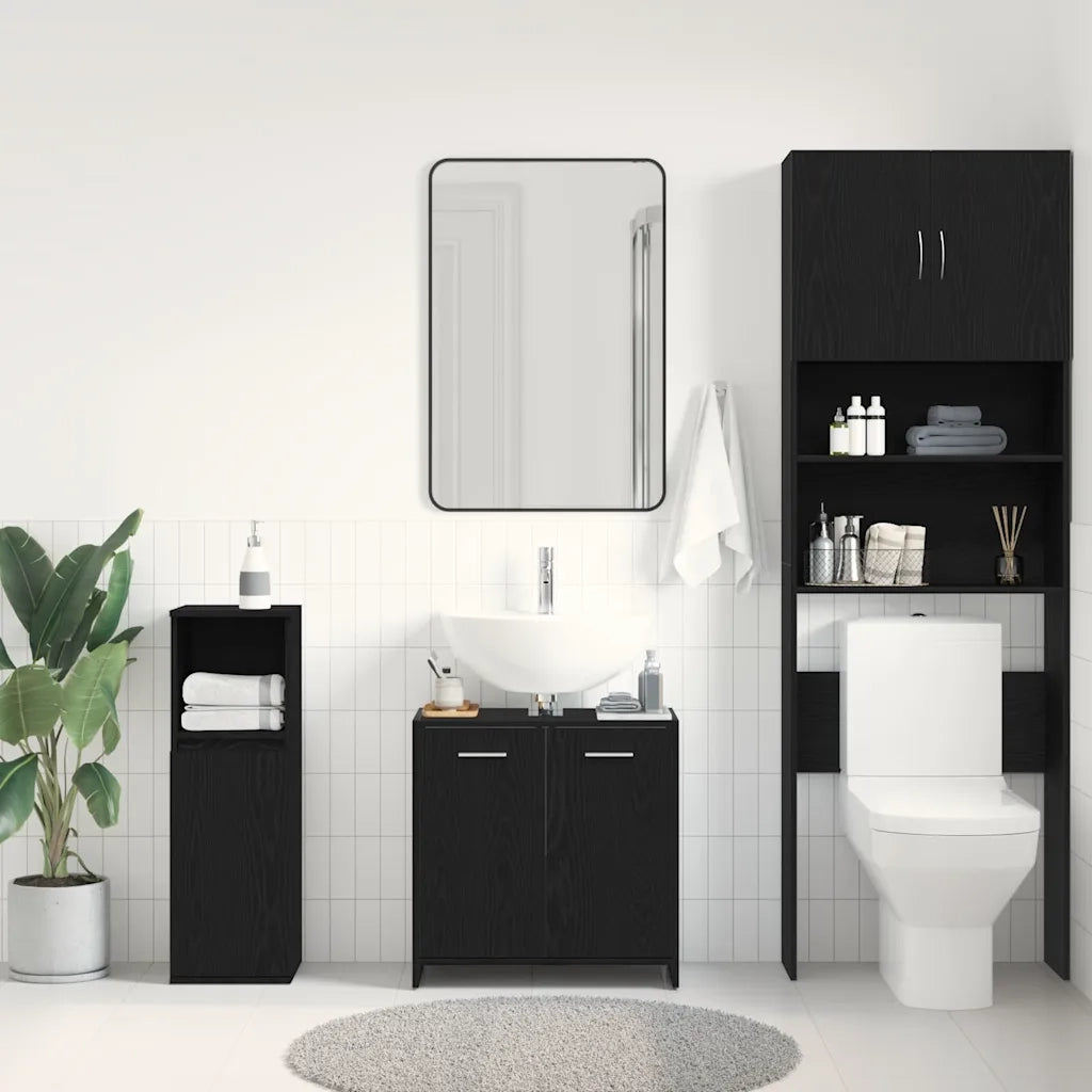 Mobile Lavabo Bagno Rovere Nero 60x30x60cm in Legno Multistrato 862013