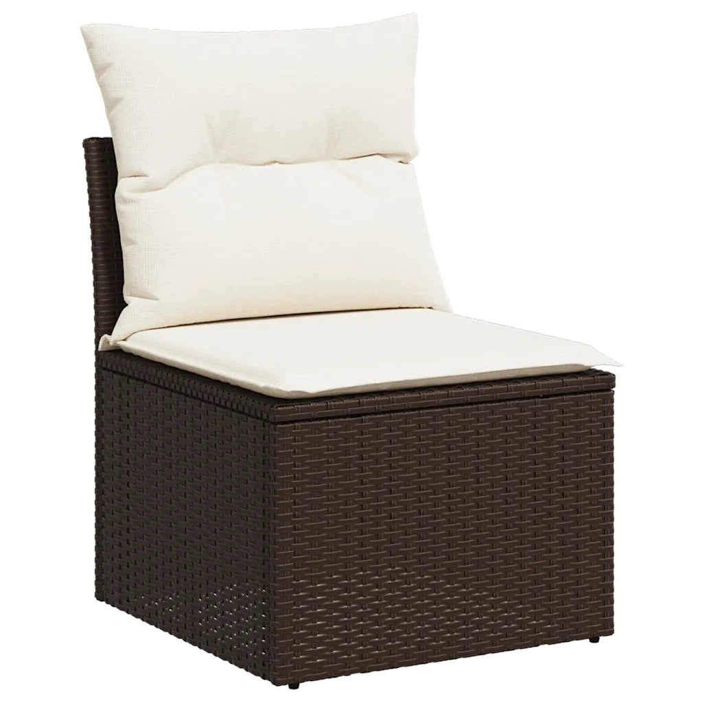Set Divani da Giardino 9pz con Cuscini Marrone in Polyrattan 3268733