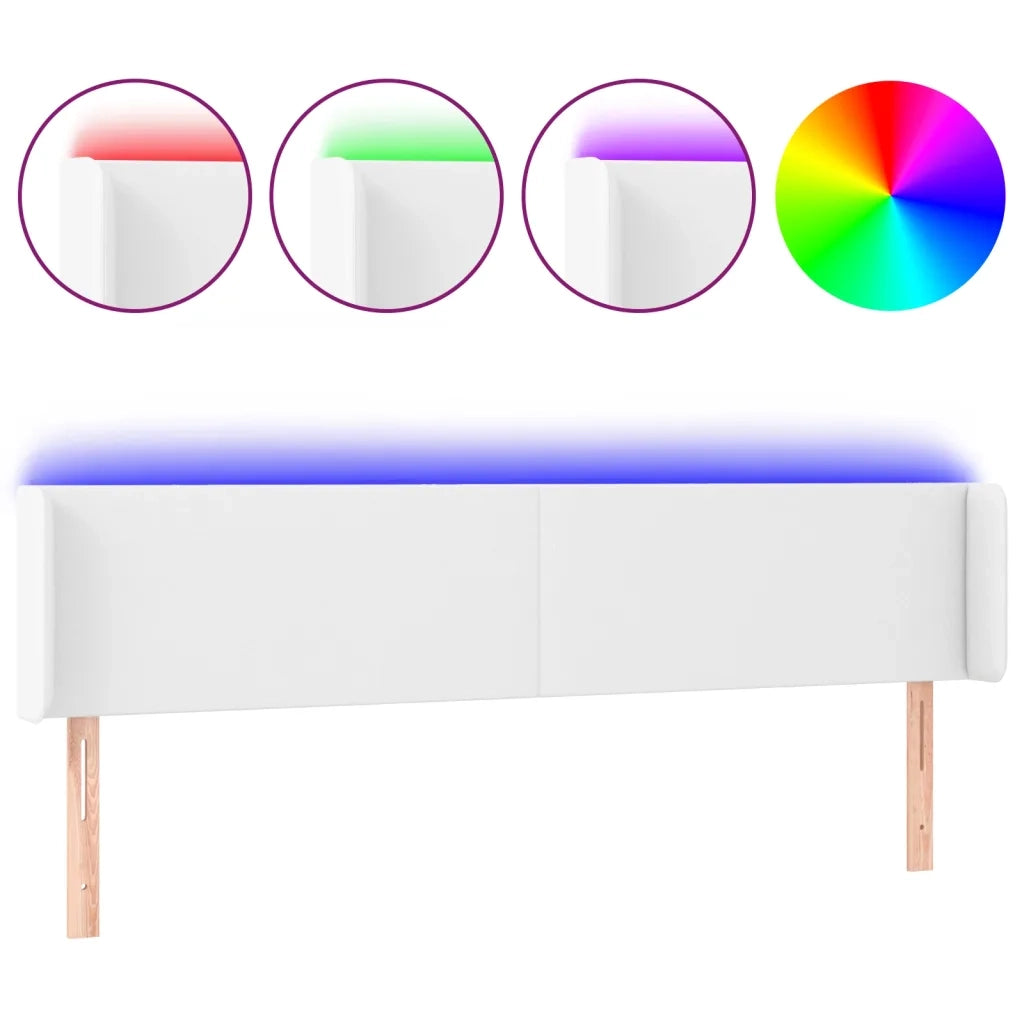 Testiera a LED-Testata con LED Bianca 183x16x78/88 cm in Similpelle 327490