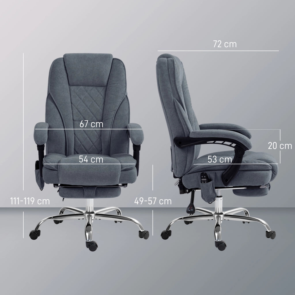 Poltrona massaggiante e riscaldante regolabile in altezza con schienale reclinabile e poggiapiedi retrattile ¨C Minimal ¨C Grigio