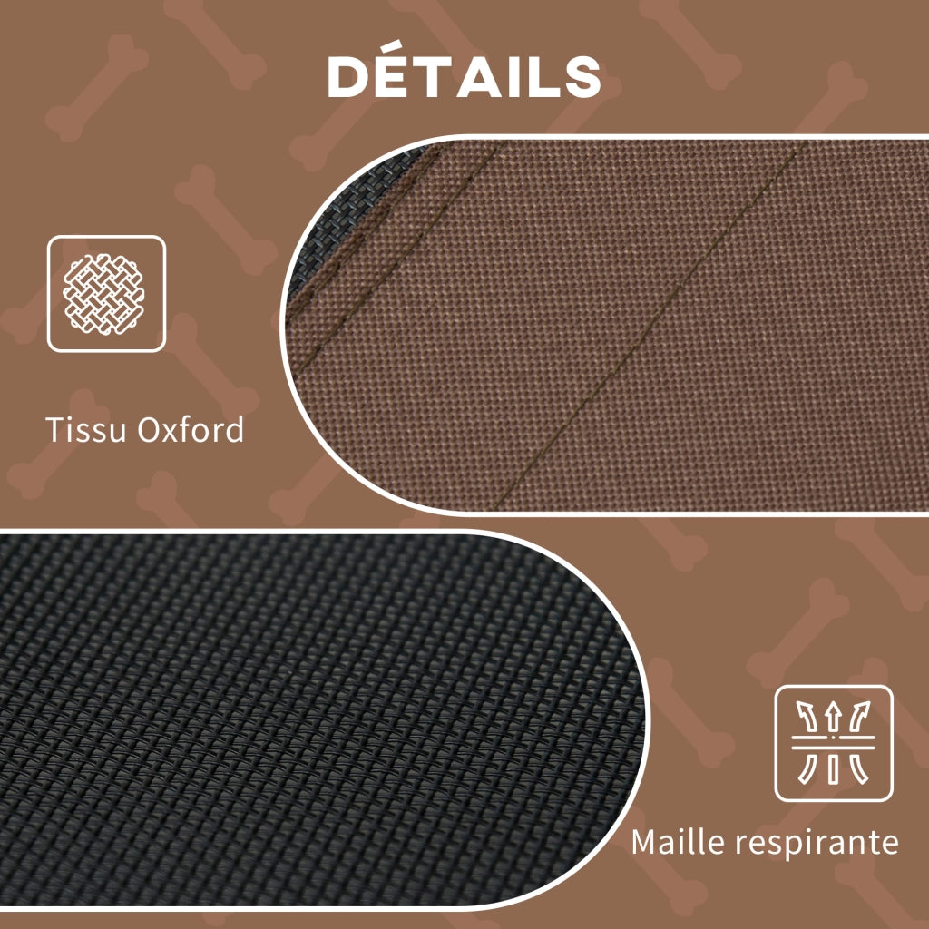Lettino per cani e gatti rialzato con parasole ¨C Xylo ¨C tessuto oxford anti-UV marrone nero