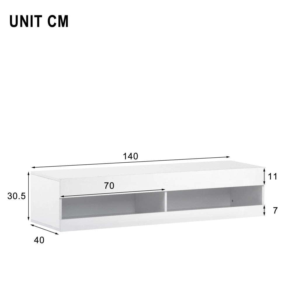 MOBILE TV sospeso con LED MDF bianco controllo via app e telecomando