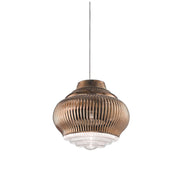 Bonnie Lampada a sospensione in vetro soffiato Bronzo finitura rigadin con struttura in metallo verniciato grigio, diametro 27,5 cm, design modulare