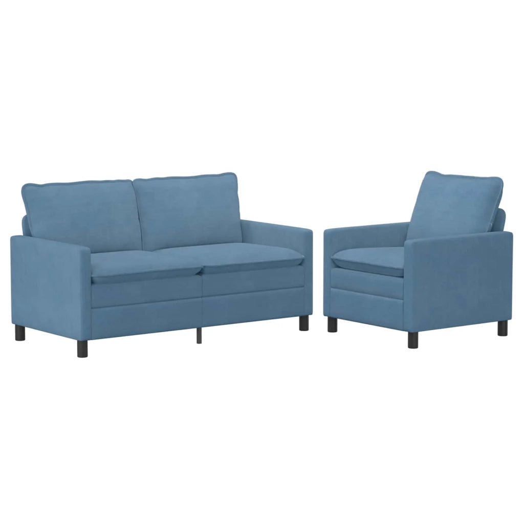 Set di divani 2 pcs Blu Tessuto 3417086
