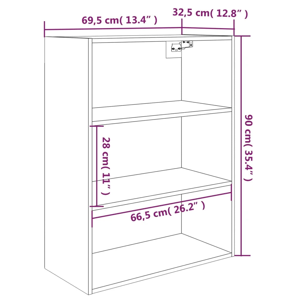 Mobile a parete ottimizza lo spazio 69,5 x 32,5 x 90 cm design moderno finitura liscia in legno composito grigio cemento 02_0048033