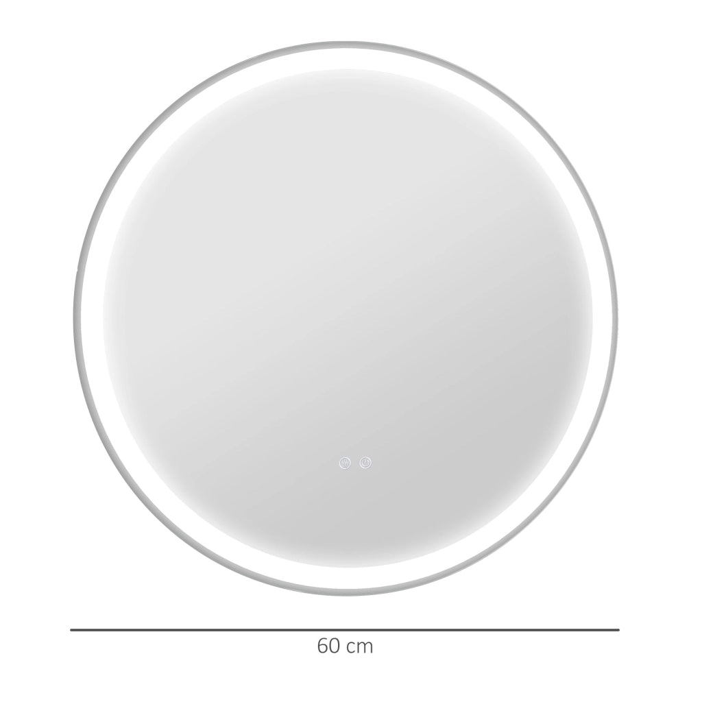 Specchio da Bagno Rotondo con LED e Touch ¨C Minimal ¨C Bianco 60x60 cm