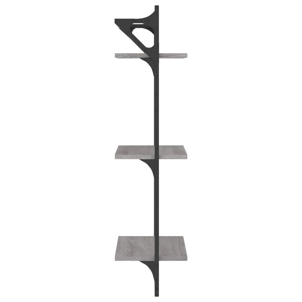 2 pz Mensole a Parete | Scaffale Parete | Ripiano a parete con Aste Grigio Sonoma 30x25x100 cm