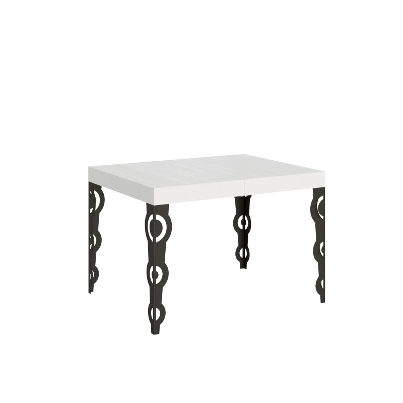 Tavolo allungabile 80x120/204 cm Karamay telaio Antracite - Bianco Frassino