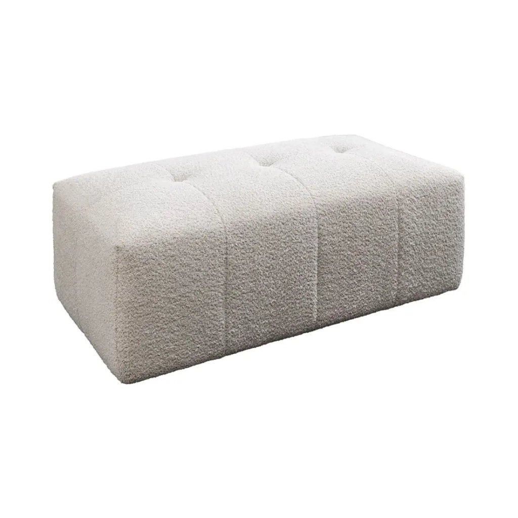 Pouf IMPERIA bianco champagne – Pouf classico in tessuto bouclé