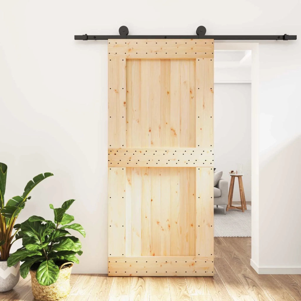 Porta scorrevole Naturale e Nero 95 x 210 cm 3444996