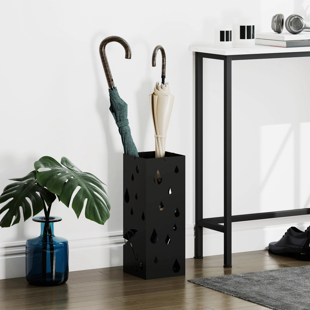 Portaombrelli in acciaio con vassoio ¨C Minimal ¨C nero