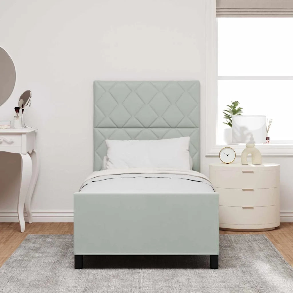 Letto a molle con testiera Grigio chiaro 90 x 200 cm Velluto