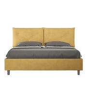 Letto matrimoniale con rete imbottito 160x190 microfibra ocra Appia