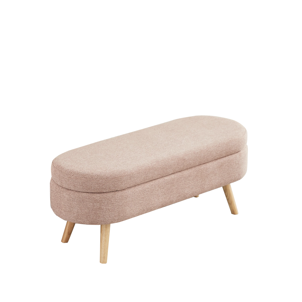 Panca contenitore 110 cm in velluto rosa, seduta imbottita salvaspazio con struttura in MDF e fori di ventilazione