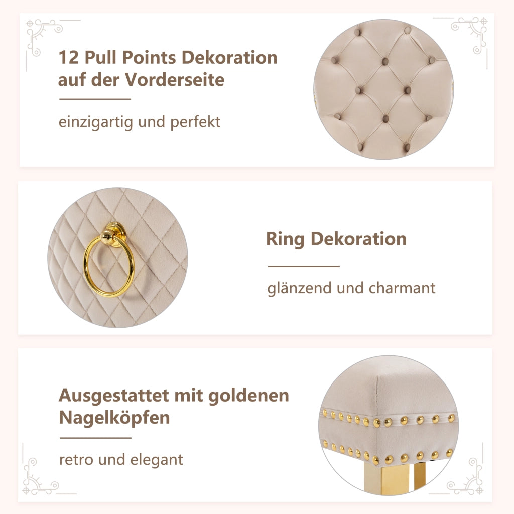SEDIA da pranzo in velluto beige con gambe in acciaio inox dorato 50.5x45x95 cm