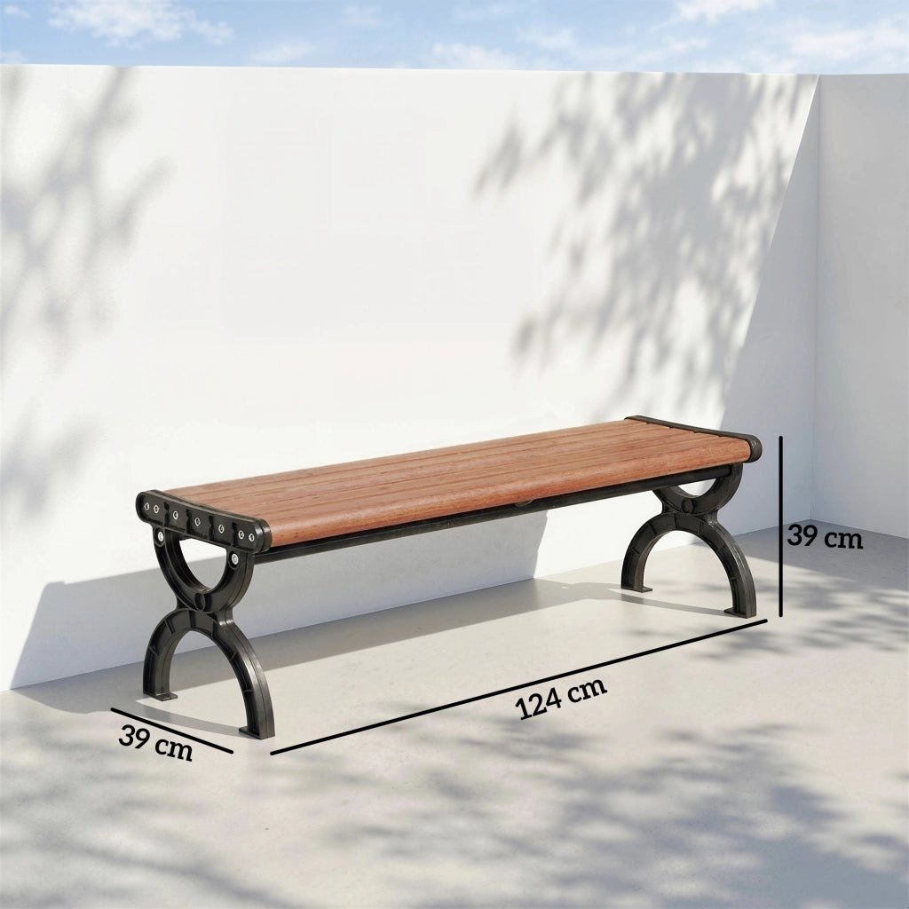 Panchina da giardino 2 posti ¨C Xylo ¨C metallo nero effetto legno 124x39x39 cm