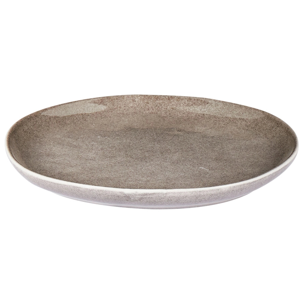 Set di 4 piatti da dessert in gres caolino lavorato a mano con smalto reattivo finitura grigio Cucina Sala da pranzo