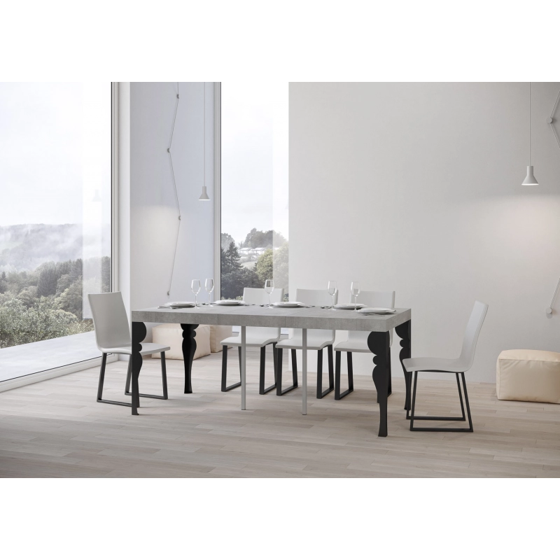 Consolle allungabile 90x40/300 cm Paxon Premium telaio Antracite - Cemento