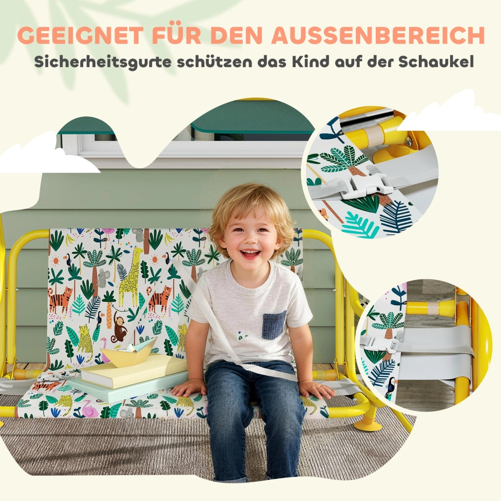 Altalena per bambini 2 posti con tetto regolabile ¨C zephmum ¨C Verde 112x75x120cm