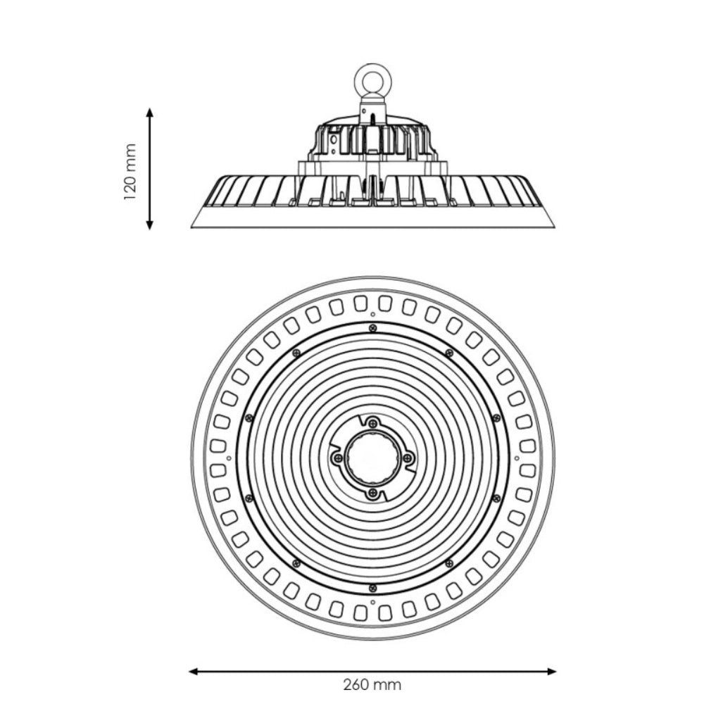 Ledme campana ufo led multioptical 100w dimmerabile per illuminazione industriale